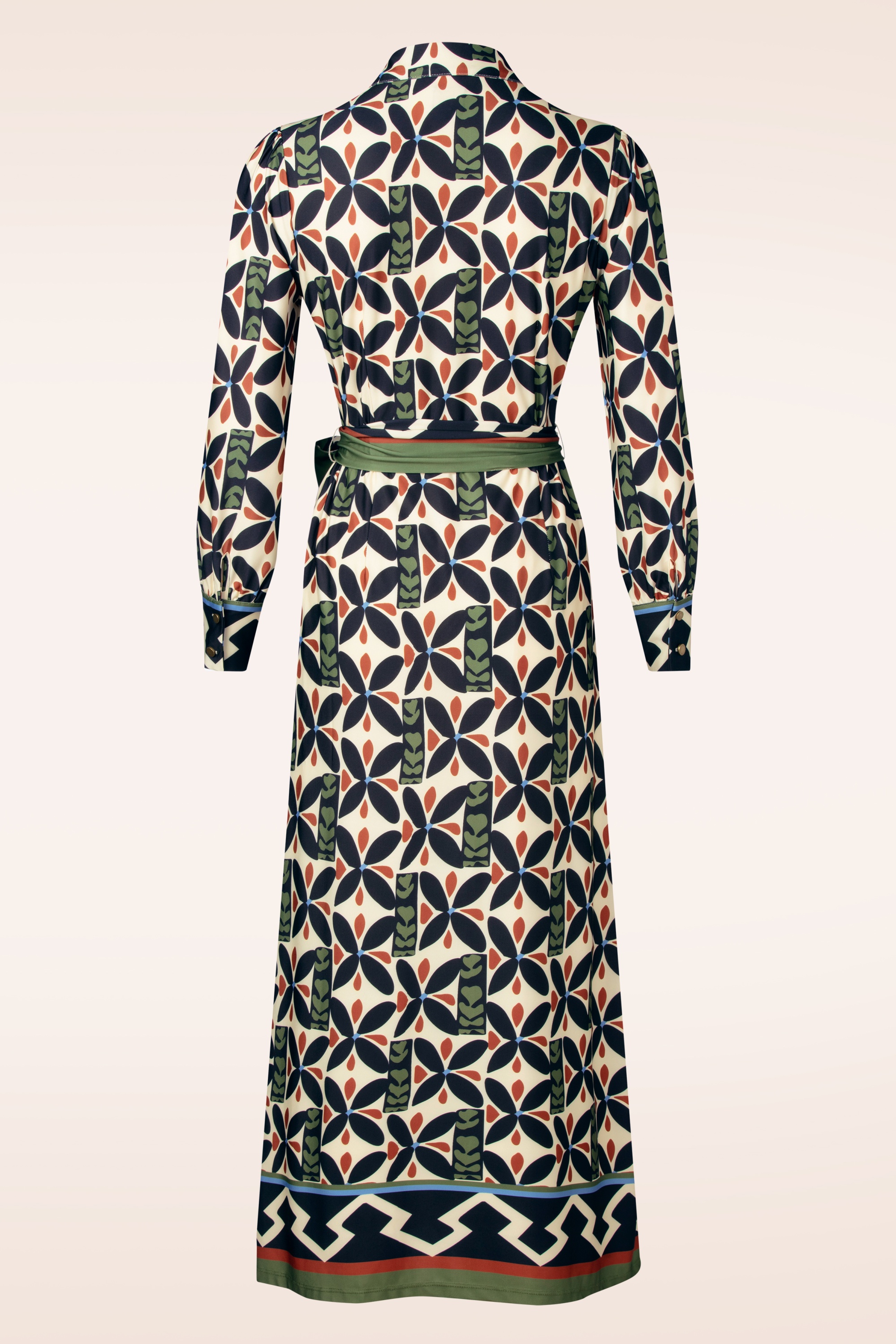 K-Design - Flora Button Down maxi jurk in blauw en multi 3