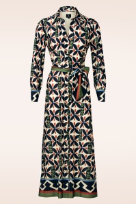 K-Design - Flora Button Down maxi jurk in blauw en multi