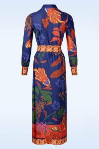 K-Design - Traci Button Down maxi jurk in donkerblauw en oranje 4