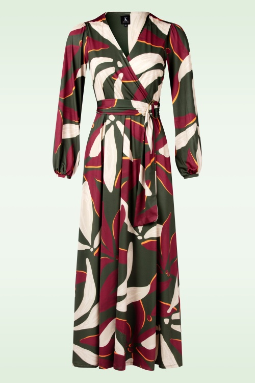 K-Design - Stella Crossover maxi jurk in mosgroen