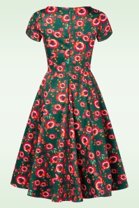 Topvintage Boutique Collection - Topvintage exclusive ~ Adriana Poppy swing jurk in donkergroen 6