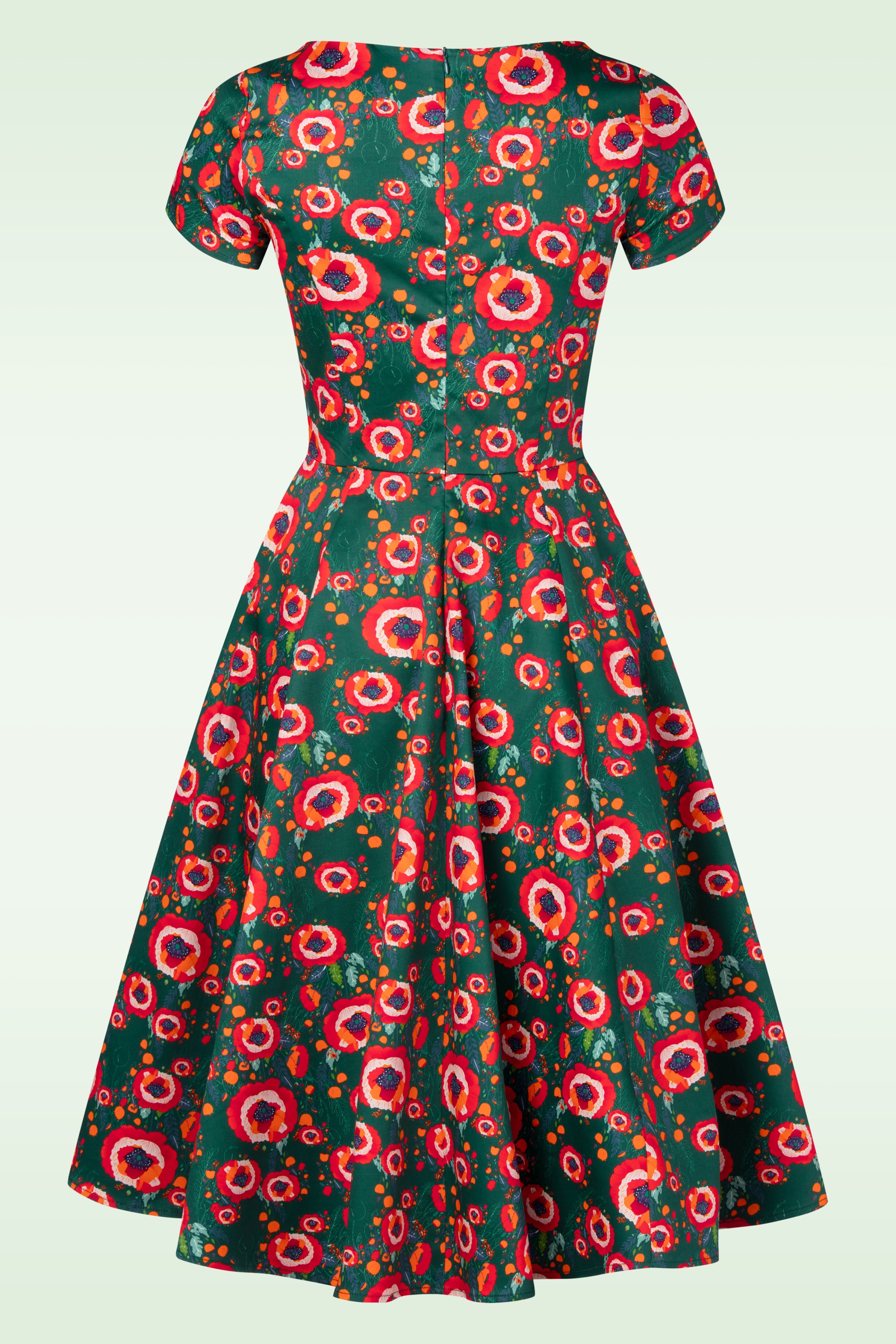 Topvintage Boutique Collection - Topvintage exclusive ~ Adriana Poppy swing jurk in donkergroen 6