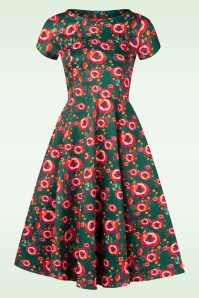 Topvintage Boutique Collection - Topvintage exclusive ~ Adriana Poppy swing jurk in donkergroen 3