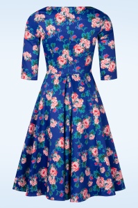 Topvintage Boutique Collection - Topvintage exclusive ~ Adriana Floral swing jurk in blauw 6