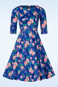 Topvintage Boutique Collection - Topvintage exclusive ~ Adriana Floral swing jurk in blauw 5