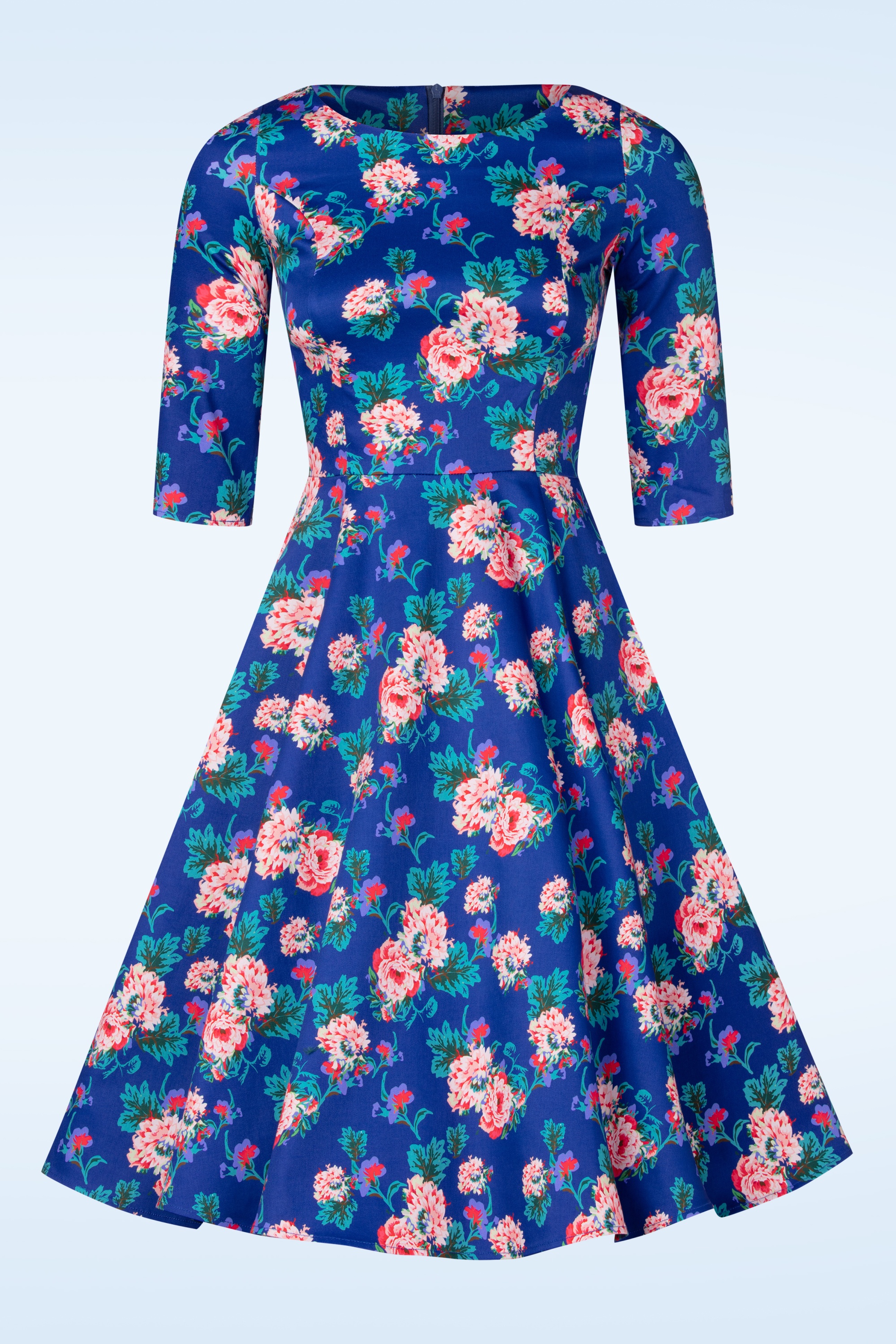 Topvintage Boutique Collection - Topvintage exclusive ~ Adriana Floral swing jurk in blauw 5