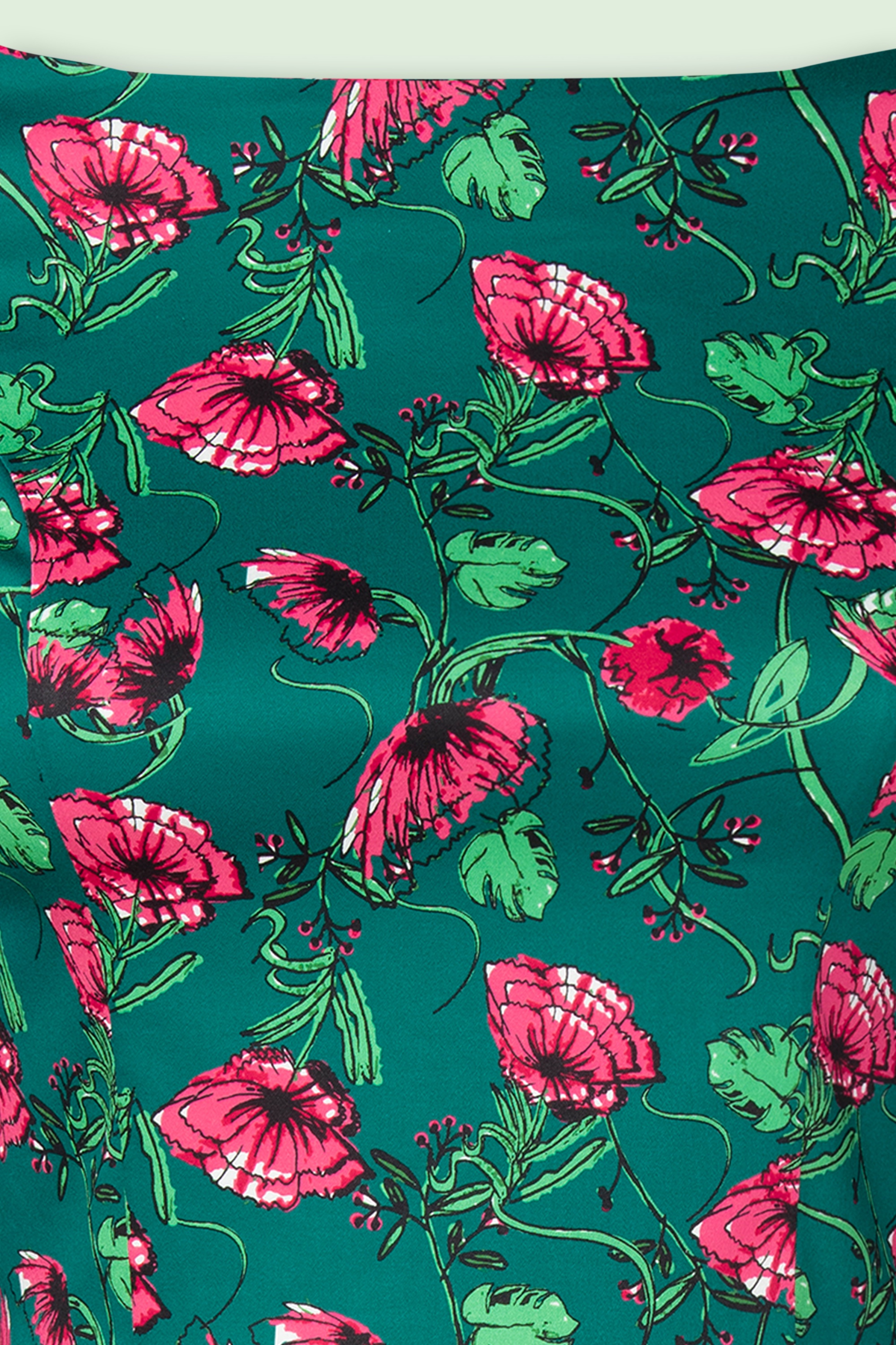 Topvintage Boutique Collection - Topvintage exclusive ~ Adriana Floral swing jurk in donkergroen 4