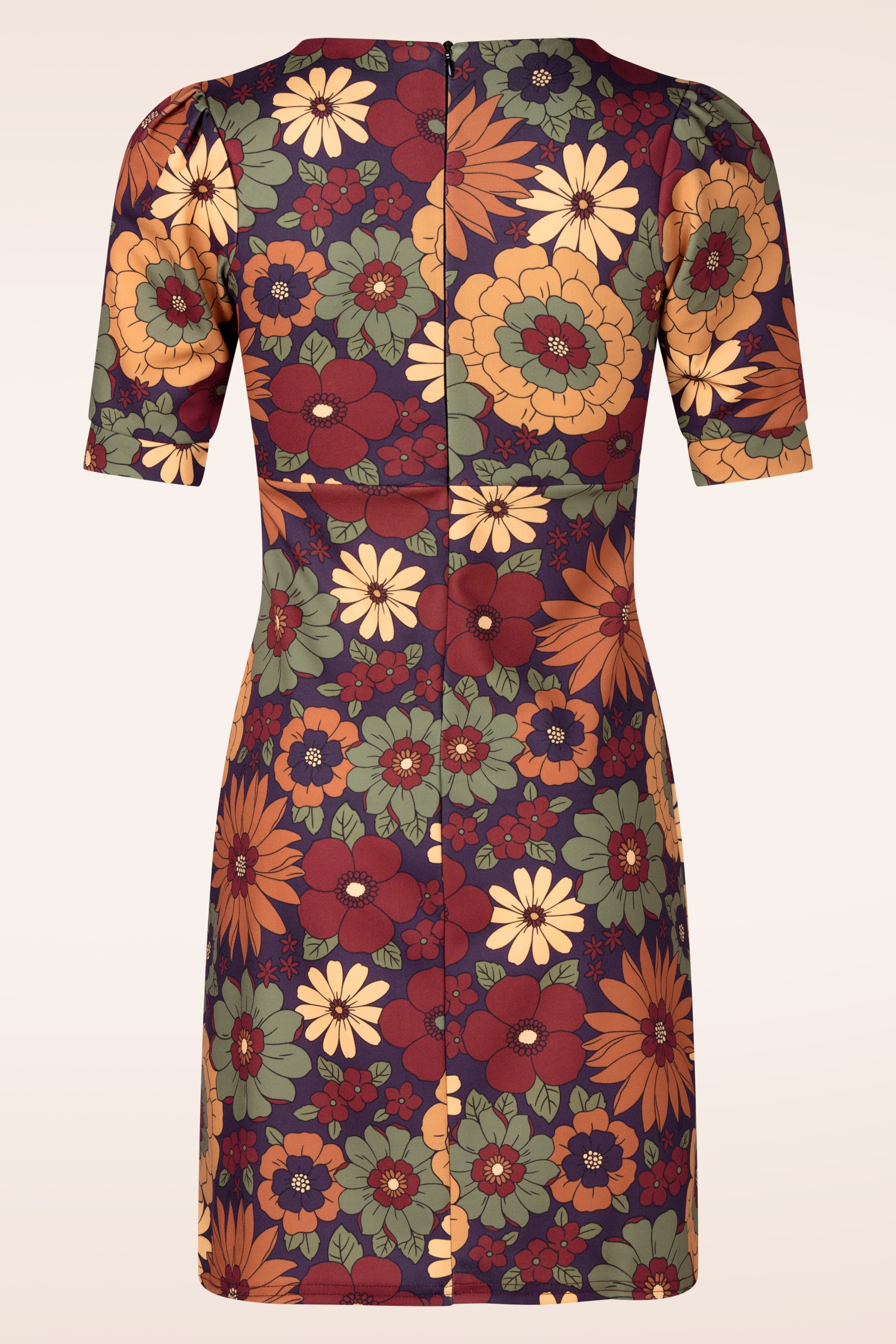 Vintage Chic for Topvintage - Topvintage exclusive ~ Aurora Floral a-lijn jurk in bruin 6