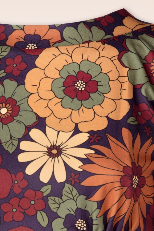 Vintage Chic for Topvintage - Aurora Floral a-lijn jurk in bruin 2