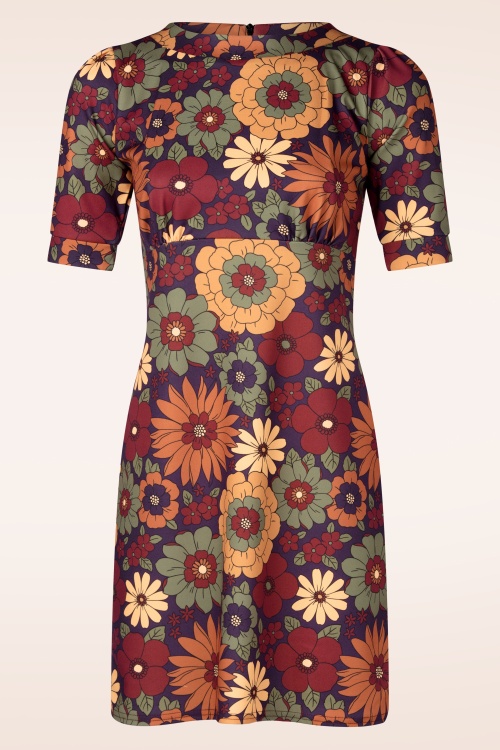 Vintage Chic for Topvintage - Aurora Floral a-lijn jurk in bruin