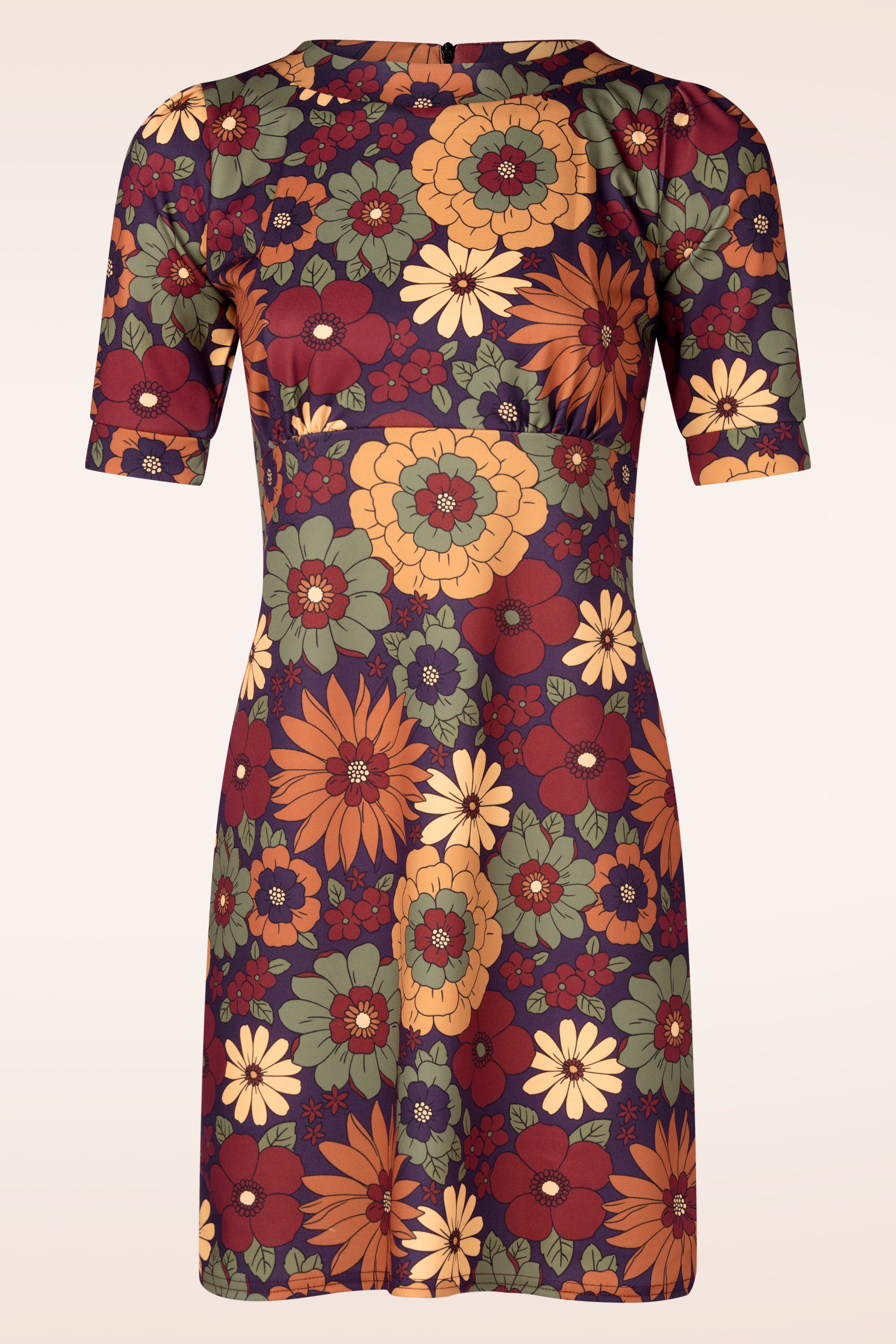 Vintage Chic for Topvintage - Topvintage exclusive ~ Aurora Floral a-lijn jurk in bruin 3