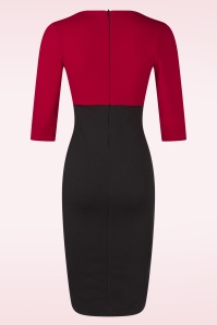 Vintage Chic for Topvintage - Topvintage exclusive ~ Nehla Pencil jurk in zwart en rood 3