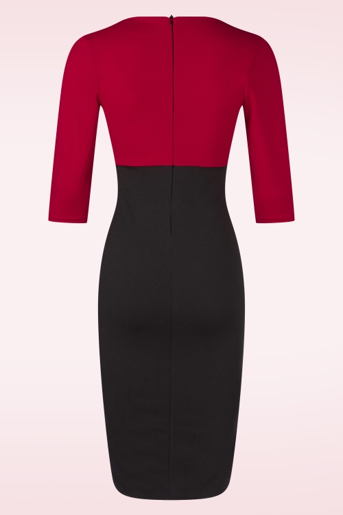 Vintage Chic for Topvintage - Topvintage exclusive ~ Nehla Pencil jurk in zwart en rood 3