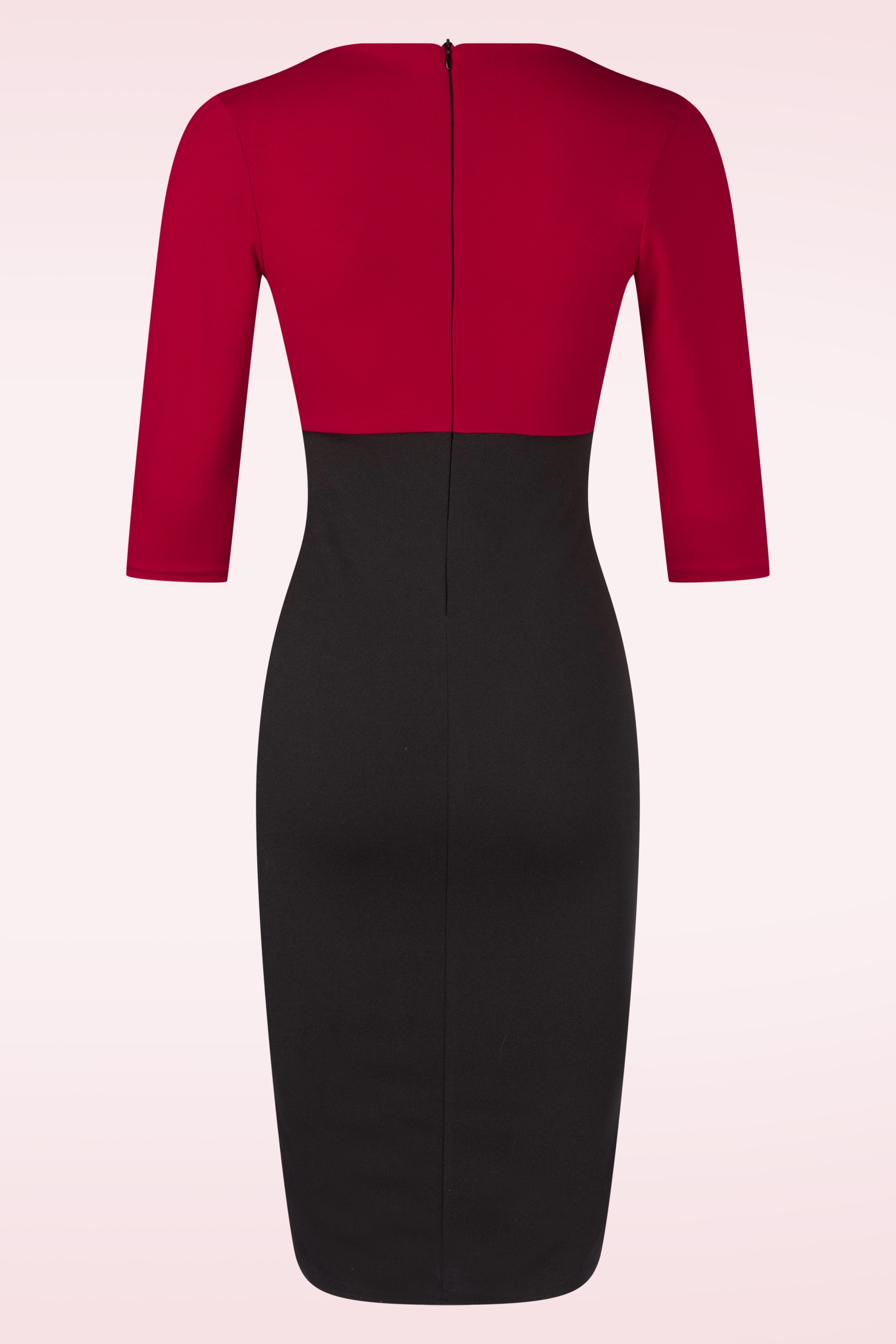 Vintage Chic for Topvintage - Topvintage exclusive ~ Nehla Pencil jurk in zwart en rood 3