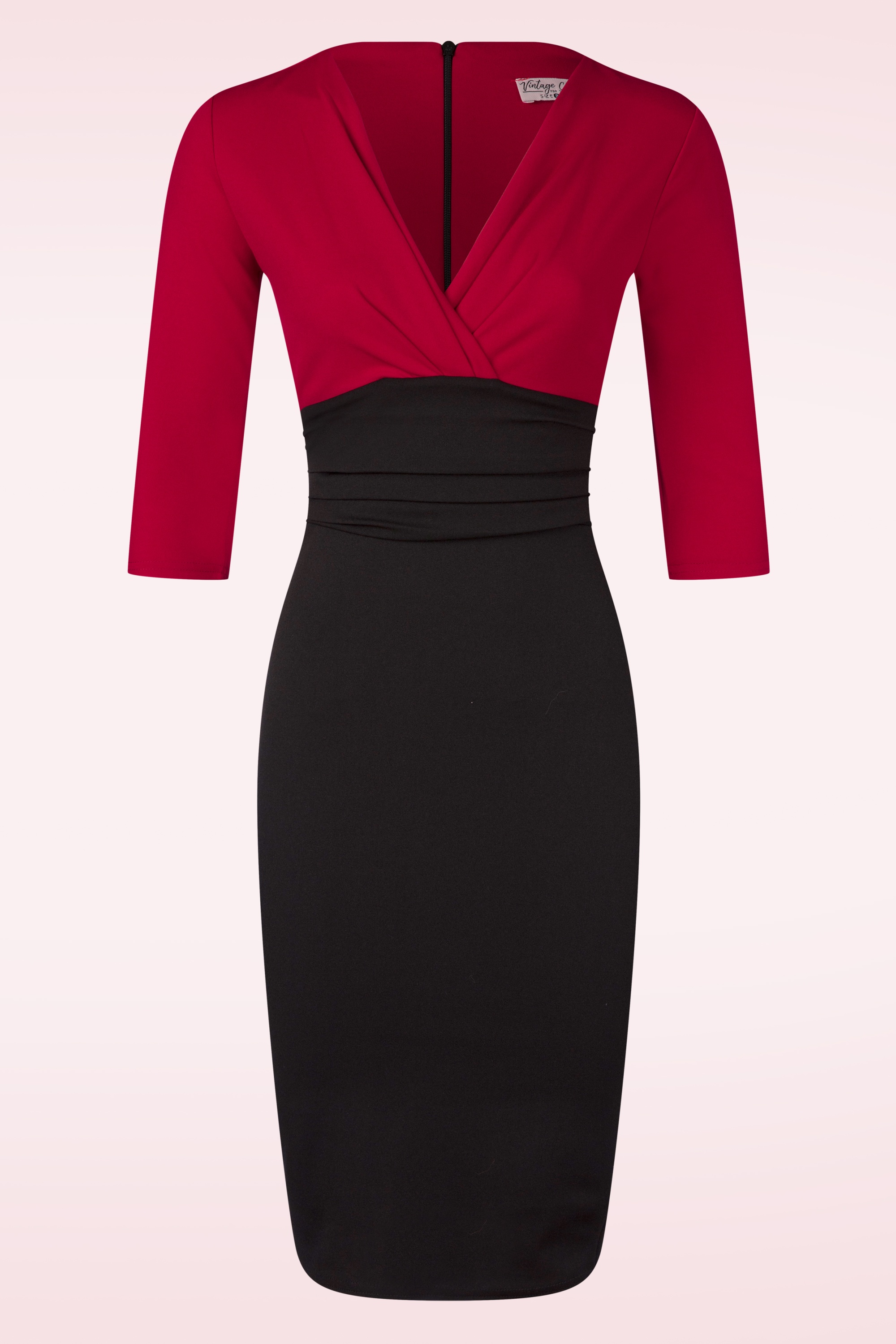 Vintage Chic for Topvintage - Topvintage exclusive ~ Nehla Pencil jurk in zwart en rood