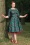 Topvintage Boutique Collection - Adriana Floral Swing Kleid in Dunkelgrün.
