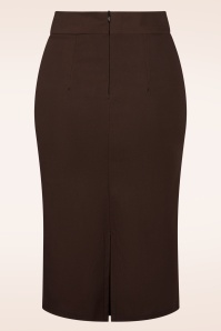 Vintage Chic for Topvintage - Topvintage exclusive ~ Loreen Bengaline Pencil rok in chocoladebruin 3