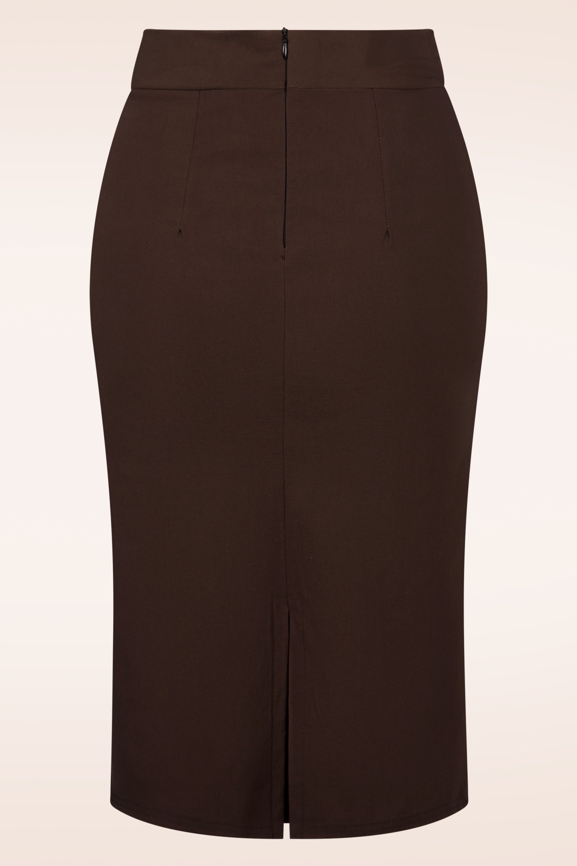 Vintage Chic for Topvintage - Topvintage exclusive ~ Loreen Bengaline Pencil rok in chocoladebruin 3