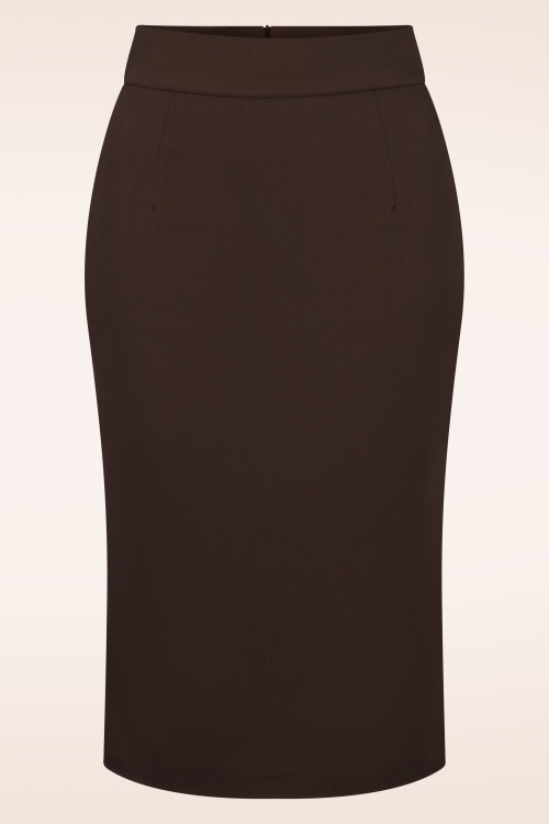 Vintage Chic for Topvintage - Loreen Bengaline Pencil-Rock in Schokoladenbraun