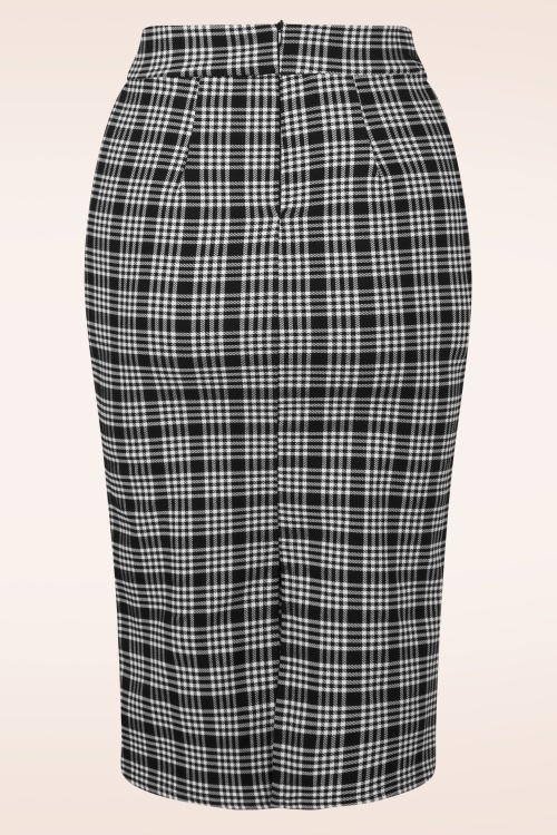 Vintage Chic for Topvintage - Topvintage exclusive ~ Loreen Checkered Pencil rok in zwart en wit 3