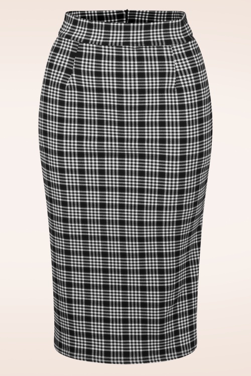 Vintage Chic for Topvintage - Loreen Checkered Bleistiftrock in Schwarz und Weiß