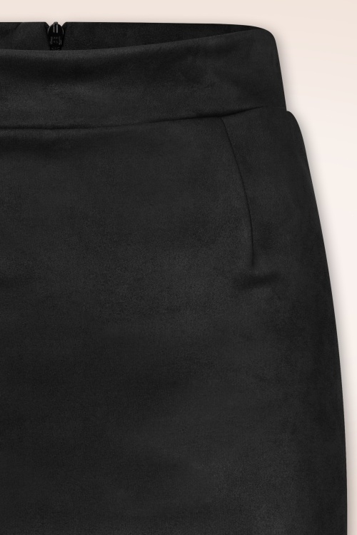 Vintage Chic for Topvintage - Sierra Suede Look Pencil rok in zwart 2