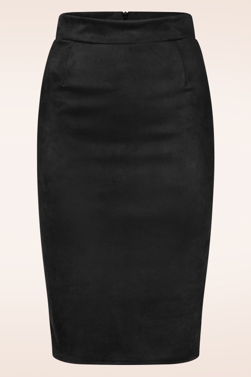Vintage Chic for Topvintage - Sierra Suede Look Pencil rok in zwart