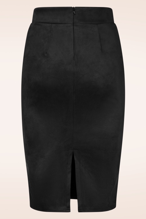 Vintage Chic for Topvintage - Topvintage exclusive ~ Sierra Suede Look Pencil rok in zwart 3