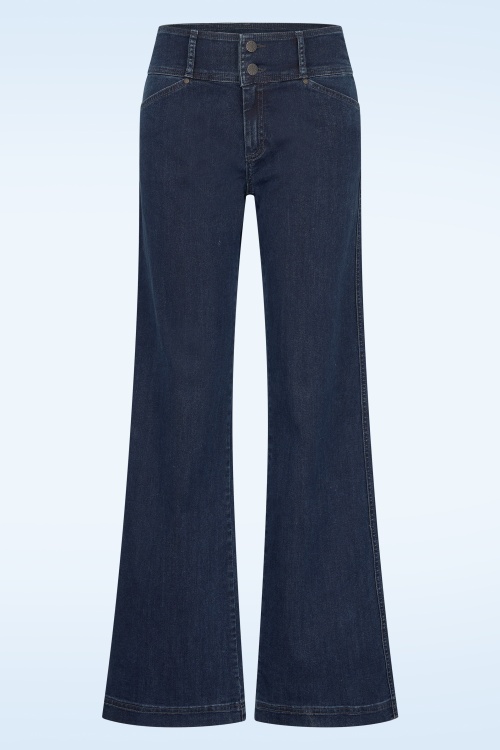 Cloud9 - Lotus Wide Denim broek in mid blauw
