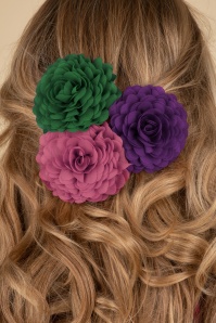 Urban Hippies - Haarbloemenset in oudroze, amazon en bietrood 3