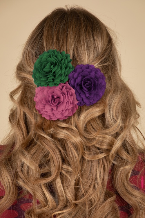 Urban Hippies - Haarblumen-Set in Altrosa, Amazon und Rote-Beete-Rot