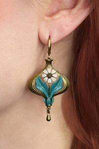 Urban Hippies - Arabella oorbellen en wit en teal