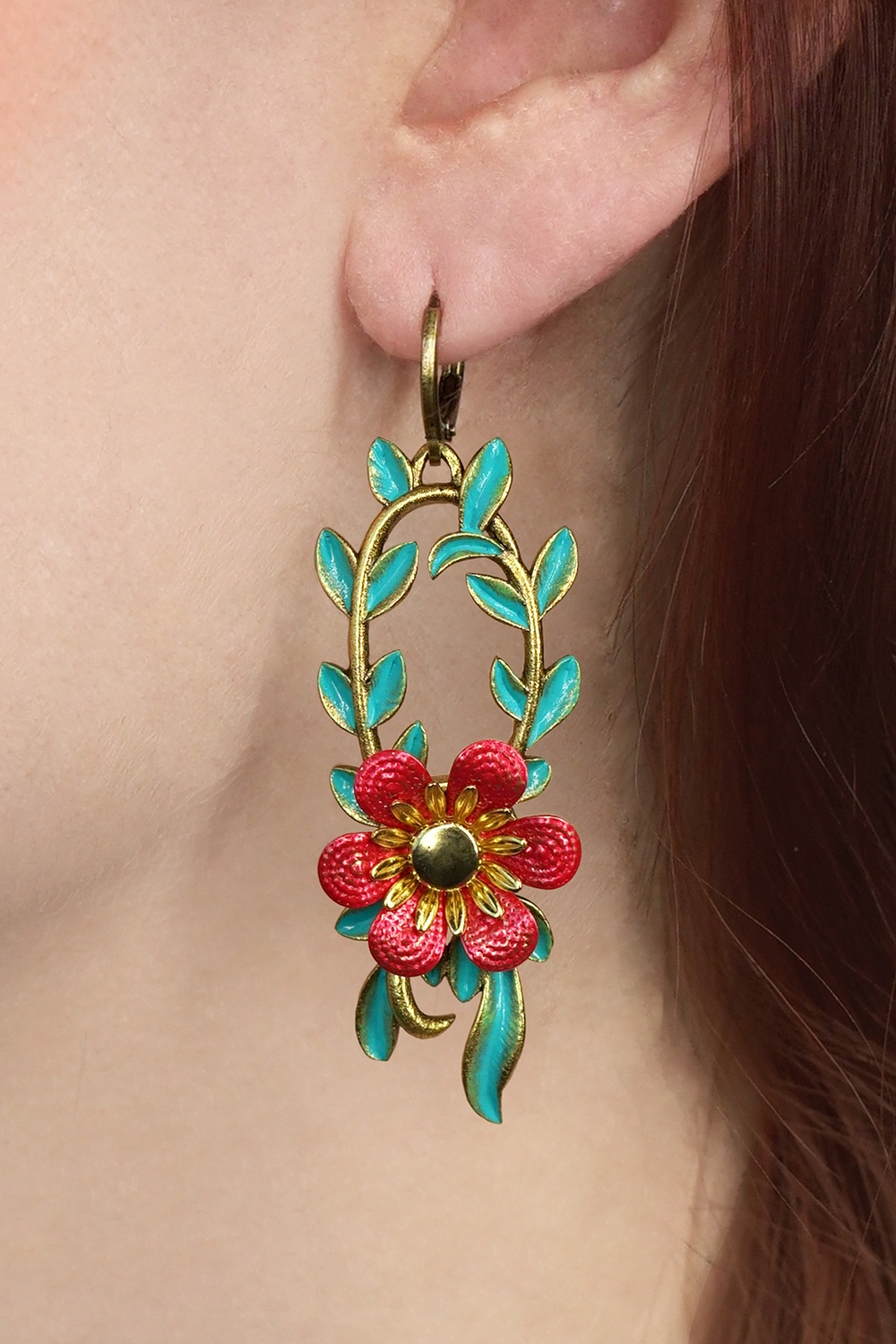 Urban Hippies - Prosper oorbellen in groen en rood