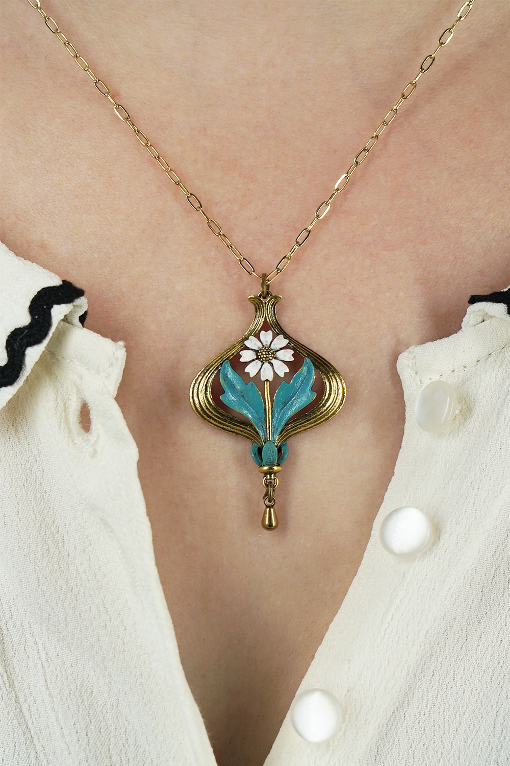 Urban Hippies - Arabella ketting in wit en teal