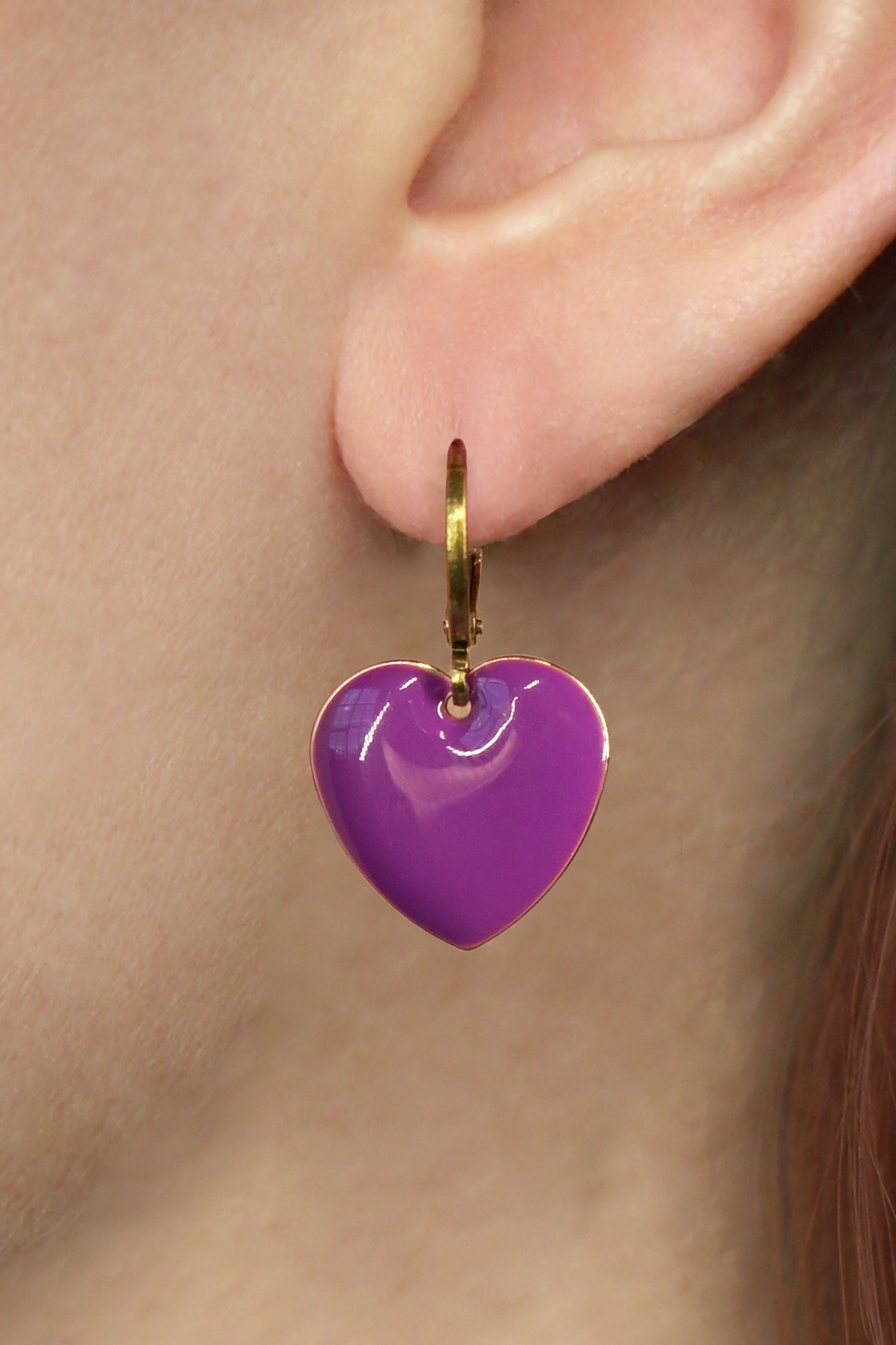 Urban Hippies - Heart oorbellen in paars