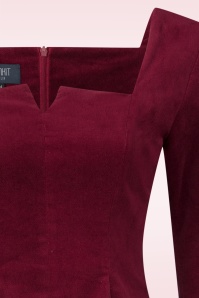 Femkit - Deidre Corduroy swing jurk in bordeauxrood 2
