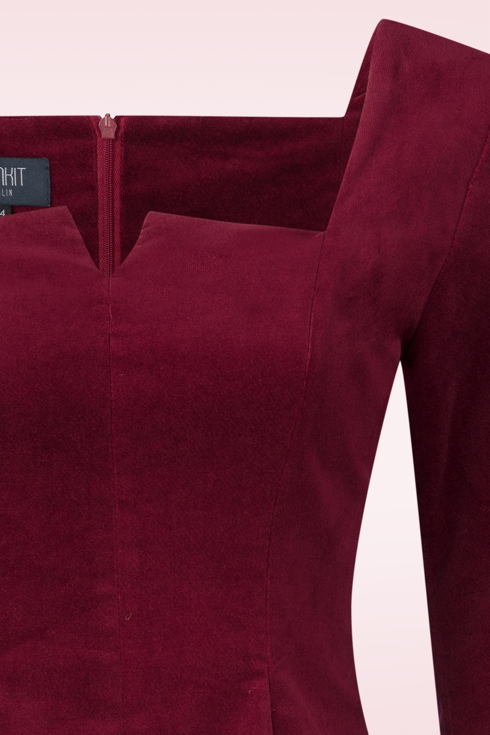 Femkit - Deidre Corduroy swing jurk in bordeauxrood 2