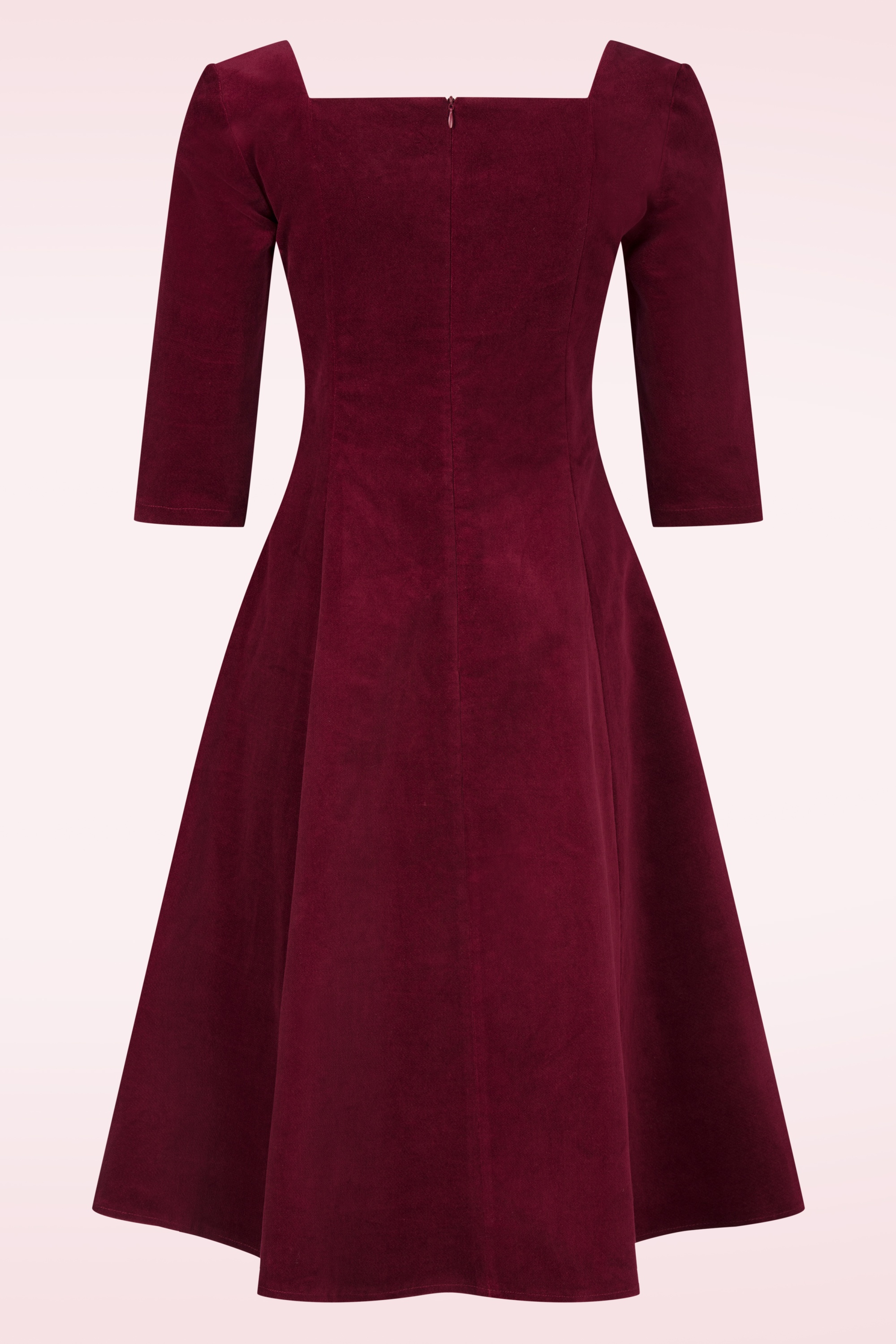 Femkit - Deidre Corduroy swing jurk in bordeauxrood 3