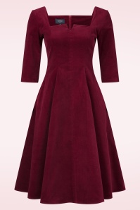 Femkit - Deidre Corduroy swing jurk in bordeauxrood