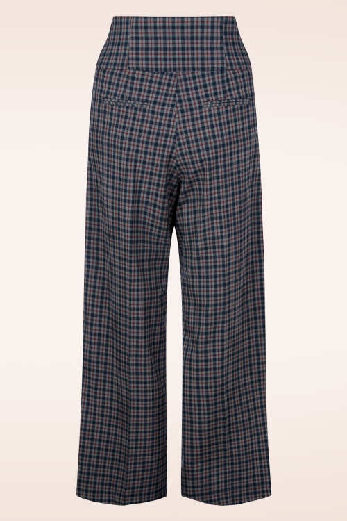Femkit - Bonny High Waist Check pantalon in blauw en grijs 3
