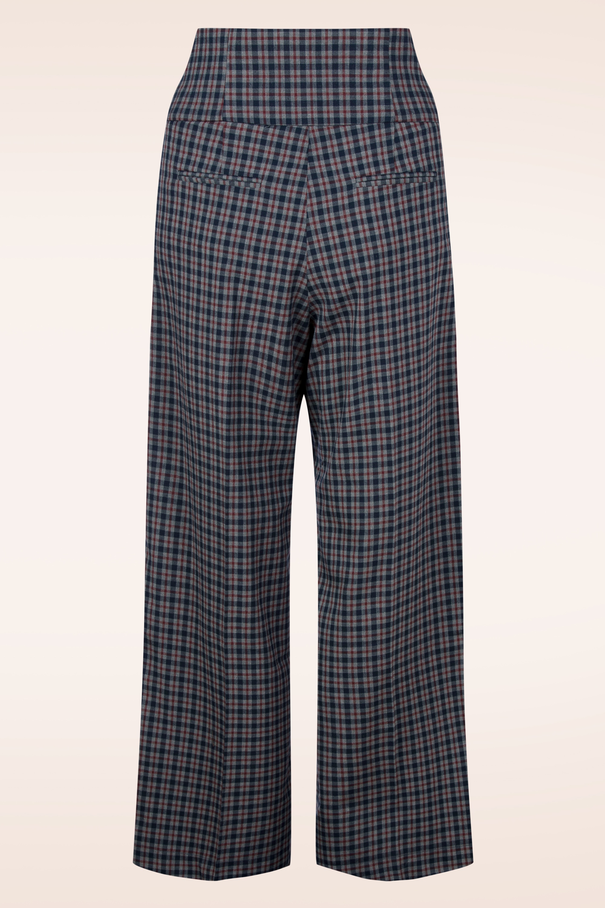 Femkit - Bonny High Waist Check pantalon in blauw en grijs 3