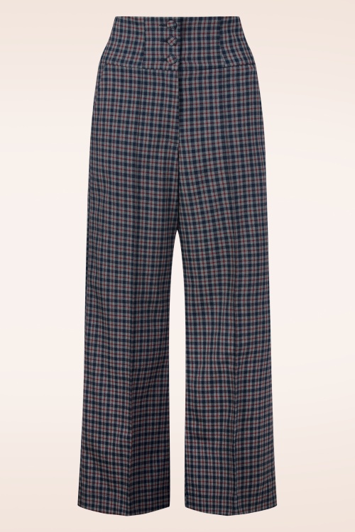 Femkit - Bonny High Waist Check Hose in Blau und Grau