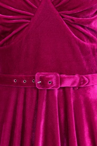 Glamour Bunny - Marilyn Velvet swing jurk in magenta 4