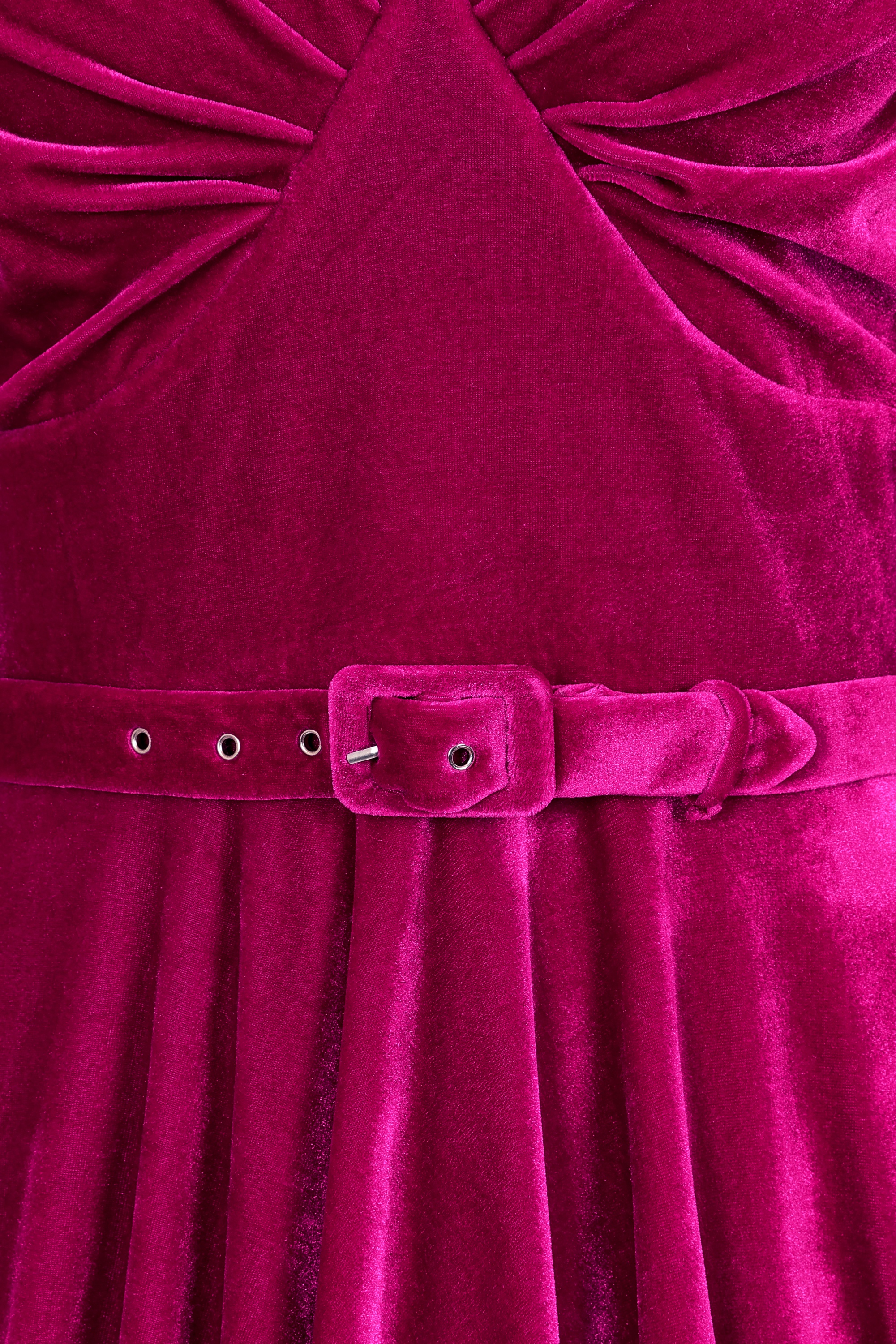 Glamour Bunny - Marilyn Velvet swing jurk in magenta 4