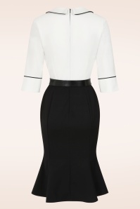 Glamour Bunny - Emiliya Fishtail jurk in zwart en wit 6