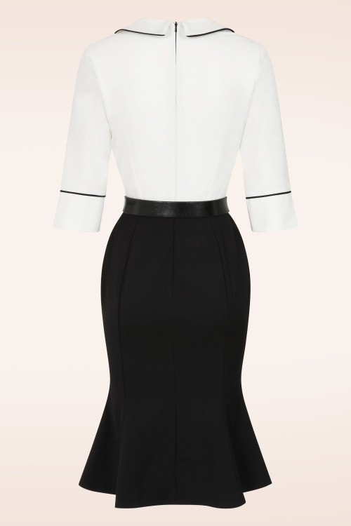 Glamour Bunny - Emiliya Fishtail jurk in zwart en wit 6