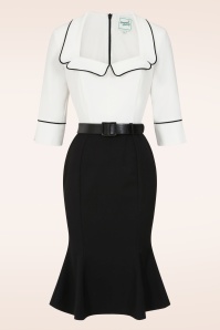 Glamour Bunny - Emiliya Fishtail jurk in zwart en wit 3