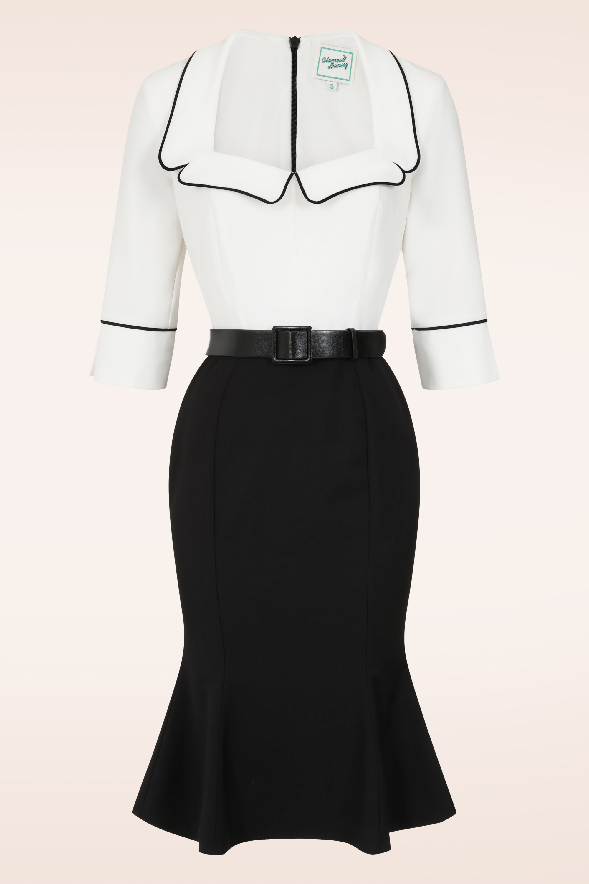 Glamour Bunny - Emiliya Fishtail jurk in zwart en wit 3