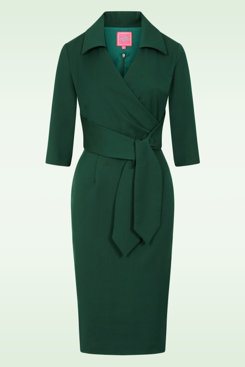 Glamour Bunny - Imogen pencil jurk in dennengroen 2