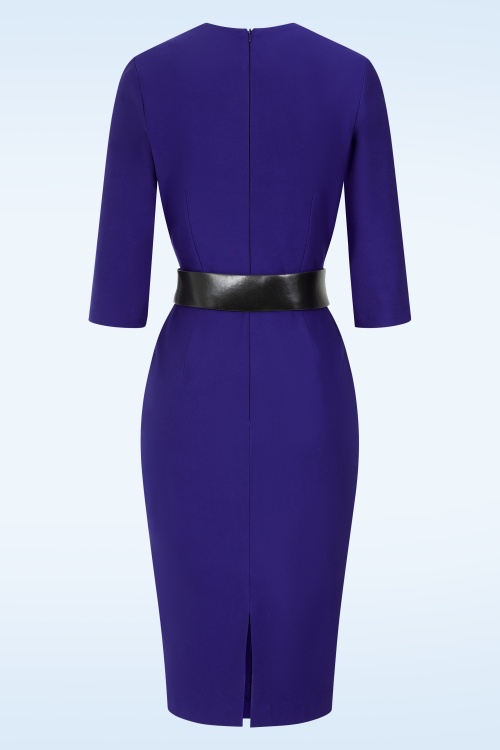 Glamour Bunny - Myra pencil jurk in violetblauw 6